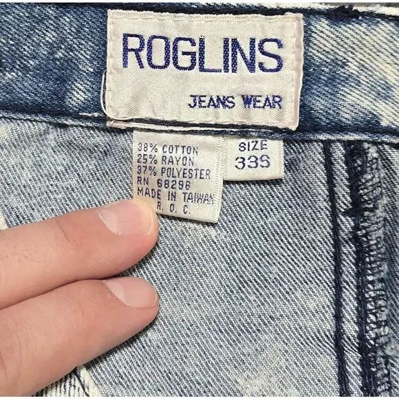 Vintage Roglins Denim Acid Wash Blue Jeans Womens Size 33S (30x29) - Picture 5 of 12